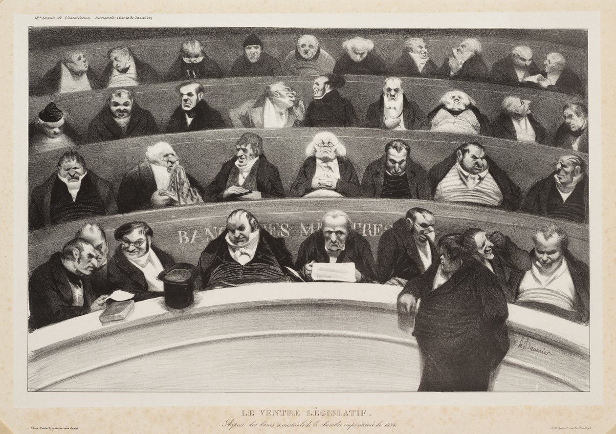 Zákonodárné břicho (Le ventre législatif) od Honoré Daumier