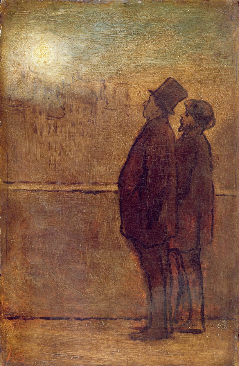 Noční chodci (olej na desce) od Honoré Daumier