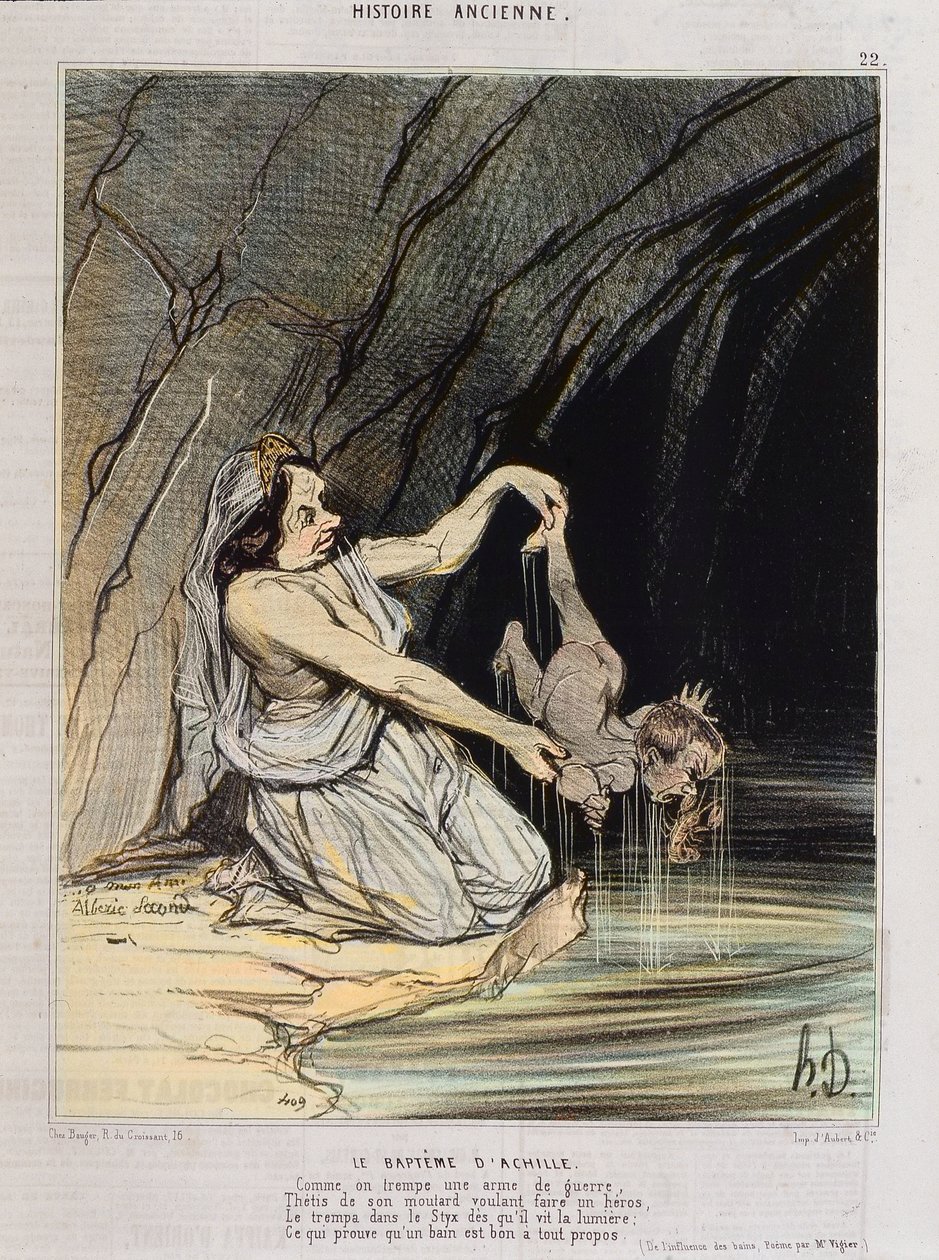 Achilleův křest - v "" Charivari "" v.1840 - Honore Daumier od Honoré Daumier