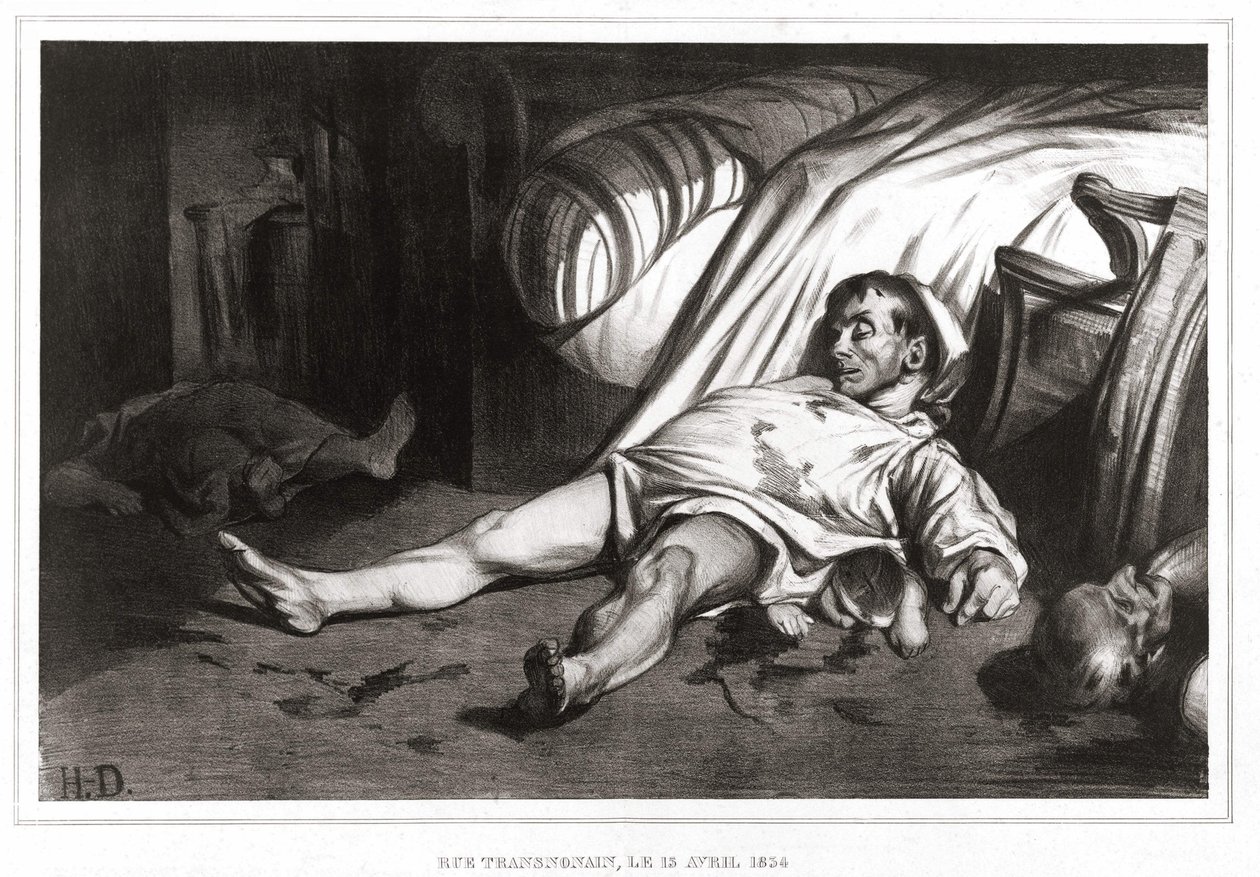 Masakr na rue Transnonain dne 14.4.1834 (litografie) 1837 od Honoré Daumier