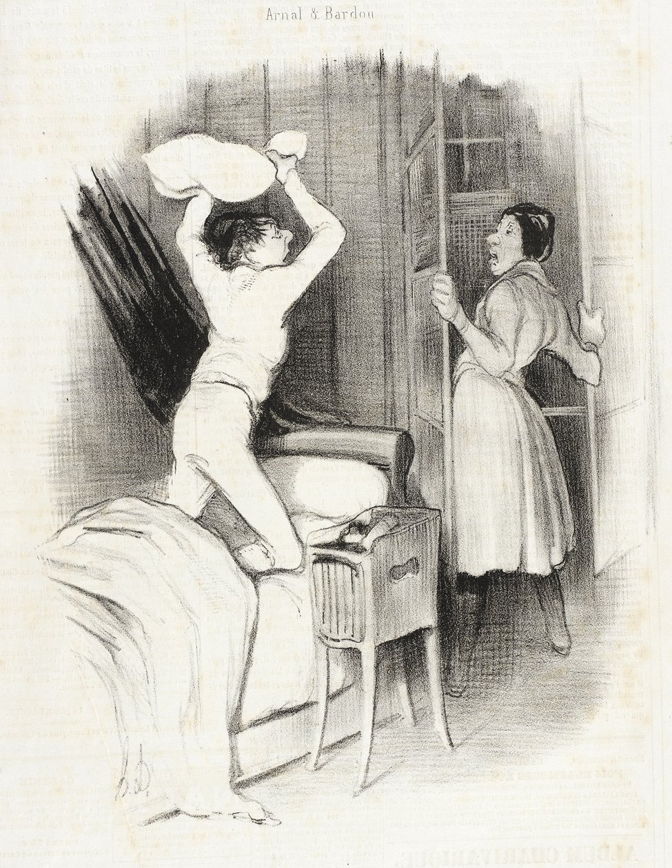 Théâtre du Vaudeville - Po půlnoci od Honoré Daumier