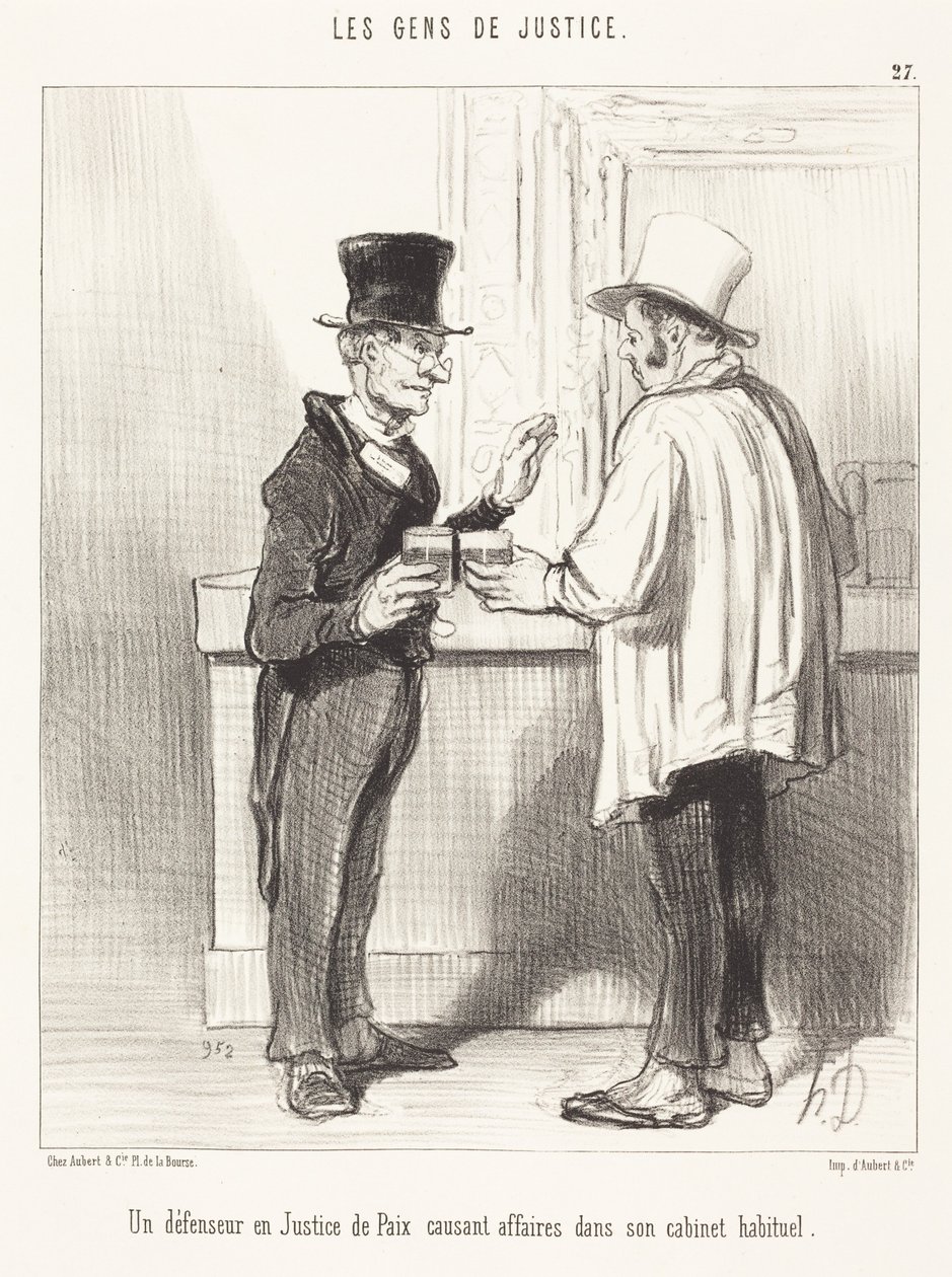 Obhájce ... rozmlouvající ... ve své obvyklé pracovně od Honoré Daumier
