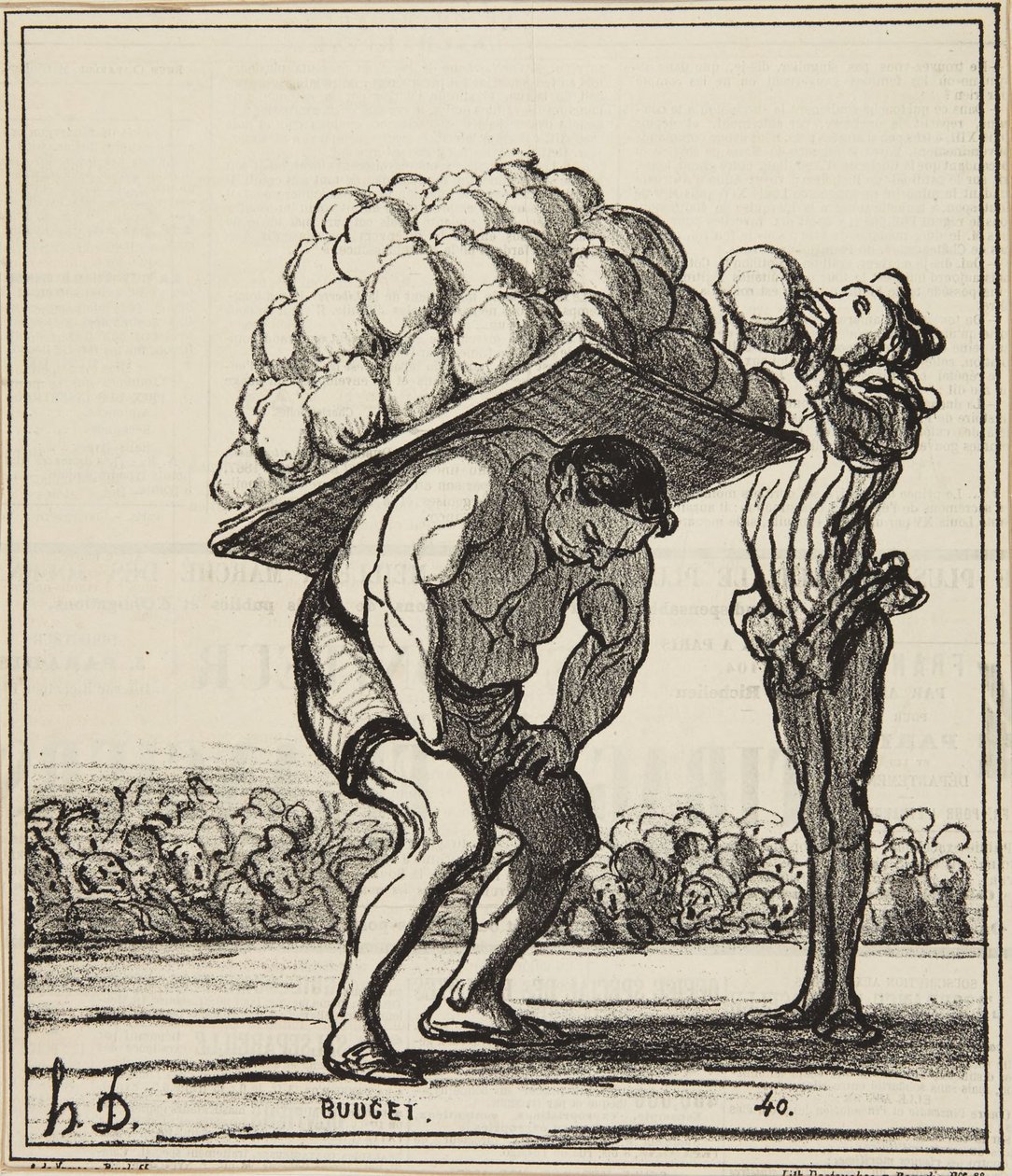 „Herkules, který dovnitř tlačí ty ze slavnosti svatého Clouda“ od Honoré Daumier
