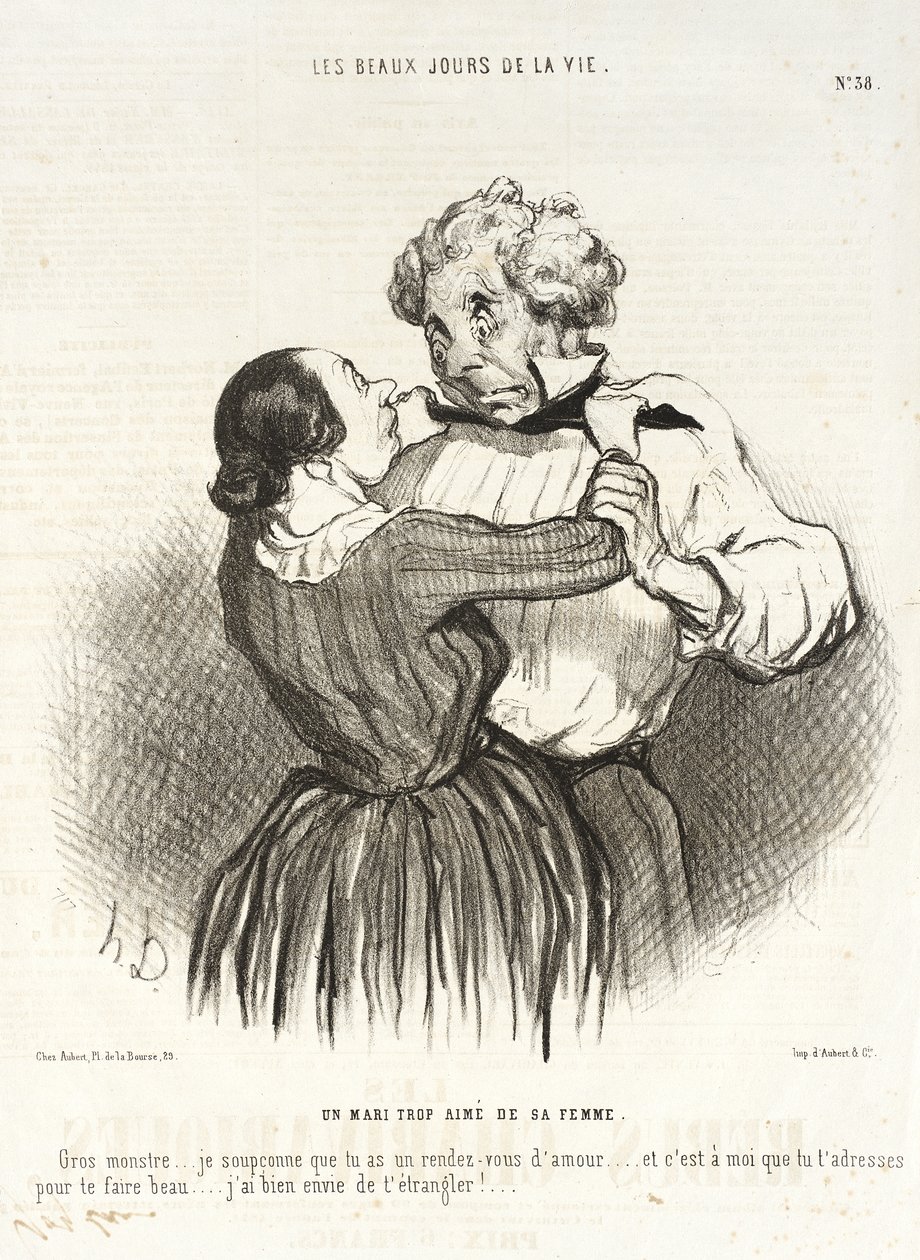 Manžel příliš milovaný svou ženou. od Honoré Daumier
