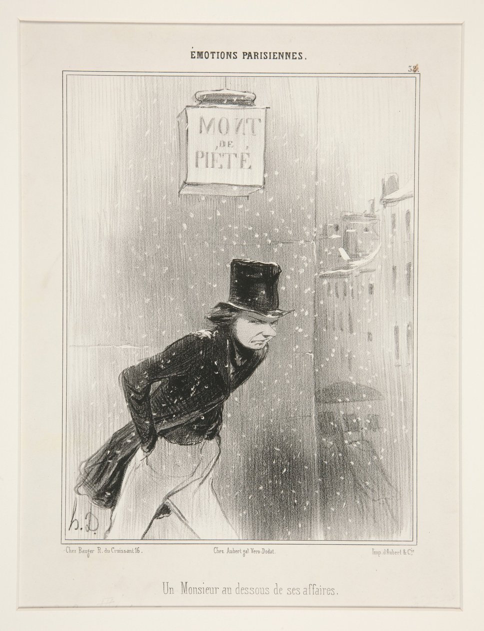 Pán pod tíhou svých záležitostí, tabule 34 ze série Pařížské emoce, z alba Pařížské emoce od Honoré Daumier