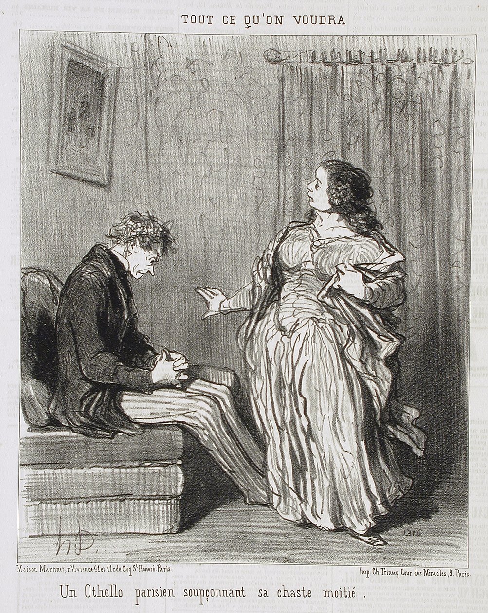 Pařížský Othello, který podezřívá svou cudnou manželku od Honoré Daumier