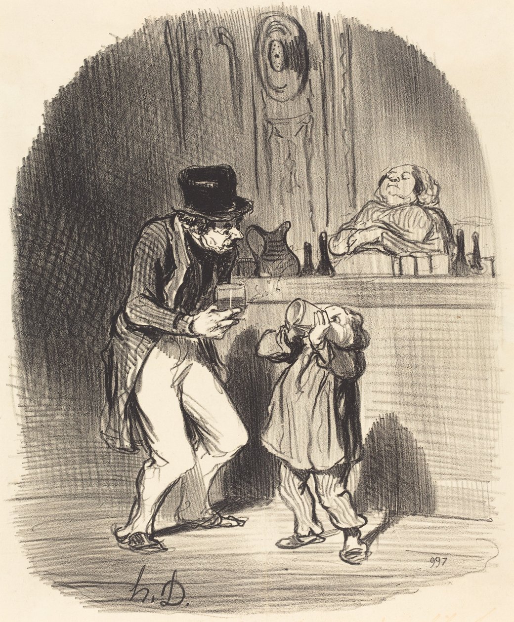 Otec, který nutí svého syna, aby mu ho kouřil... od Honoré Daumier