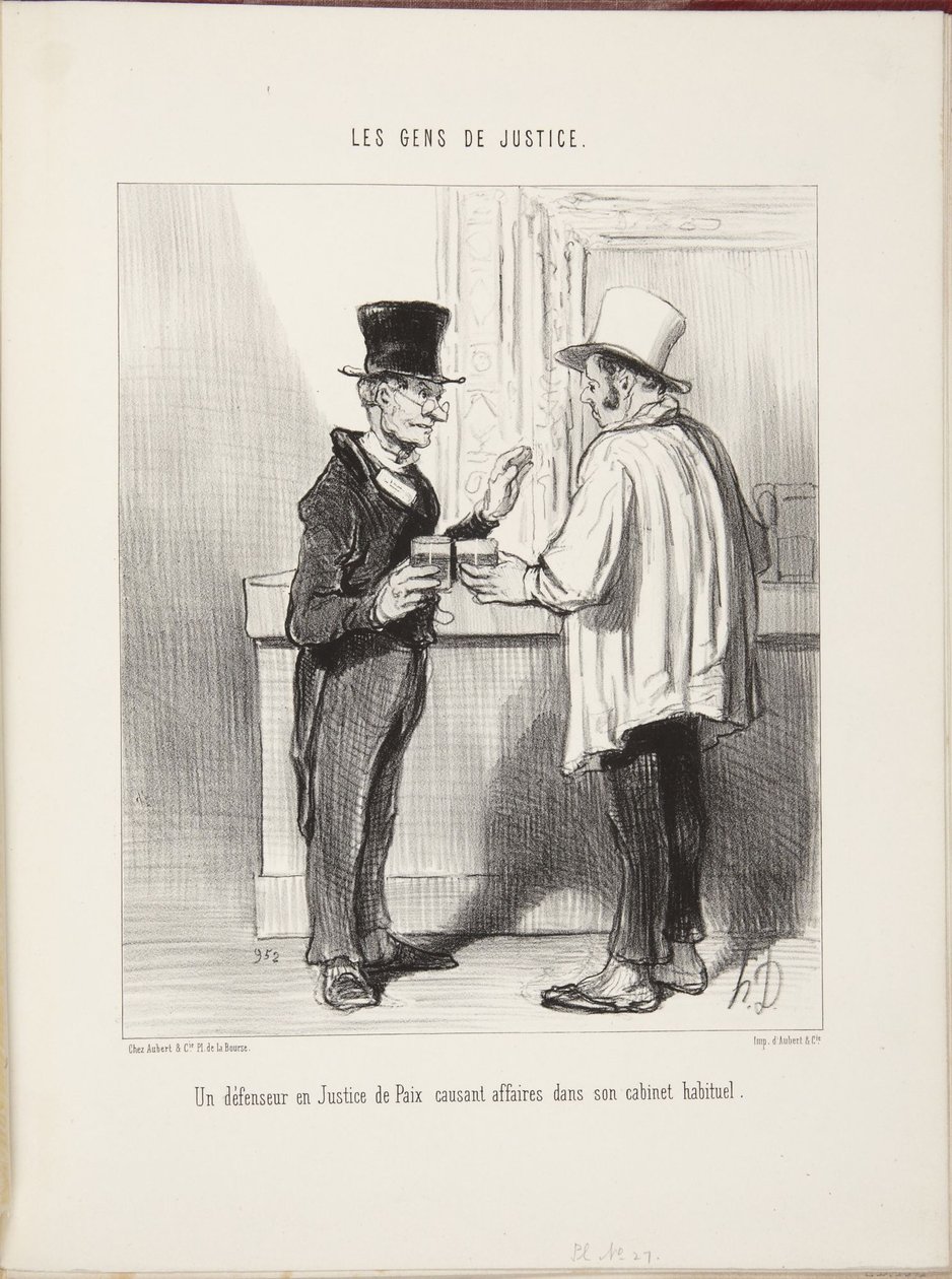 Obhájce u smírčího soudu projednávající záležitosti ve své obvyklé kanceláři od Honoré Daumier
