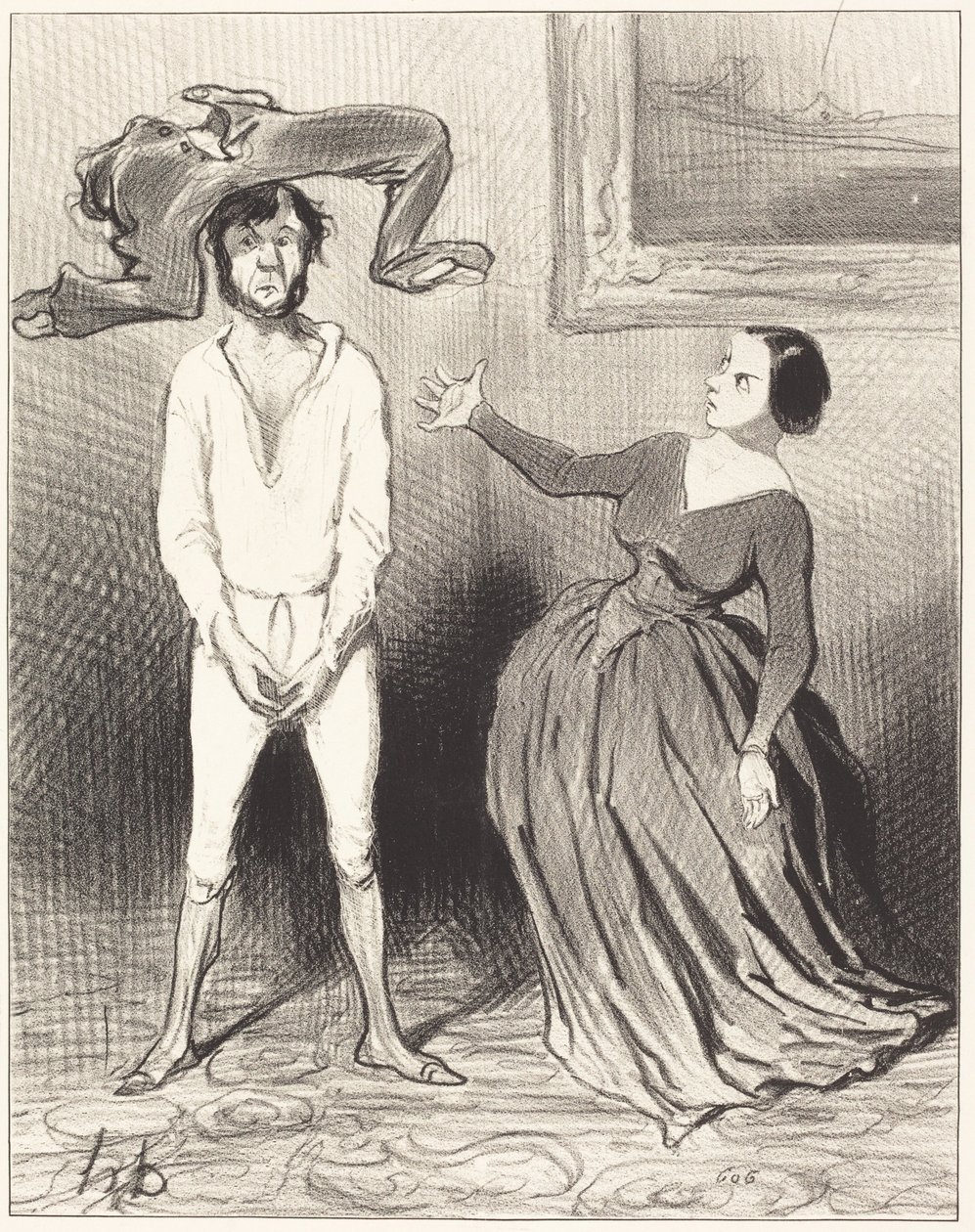 Žena jako já... přišít knoflík... od Honoré Daumier
