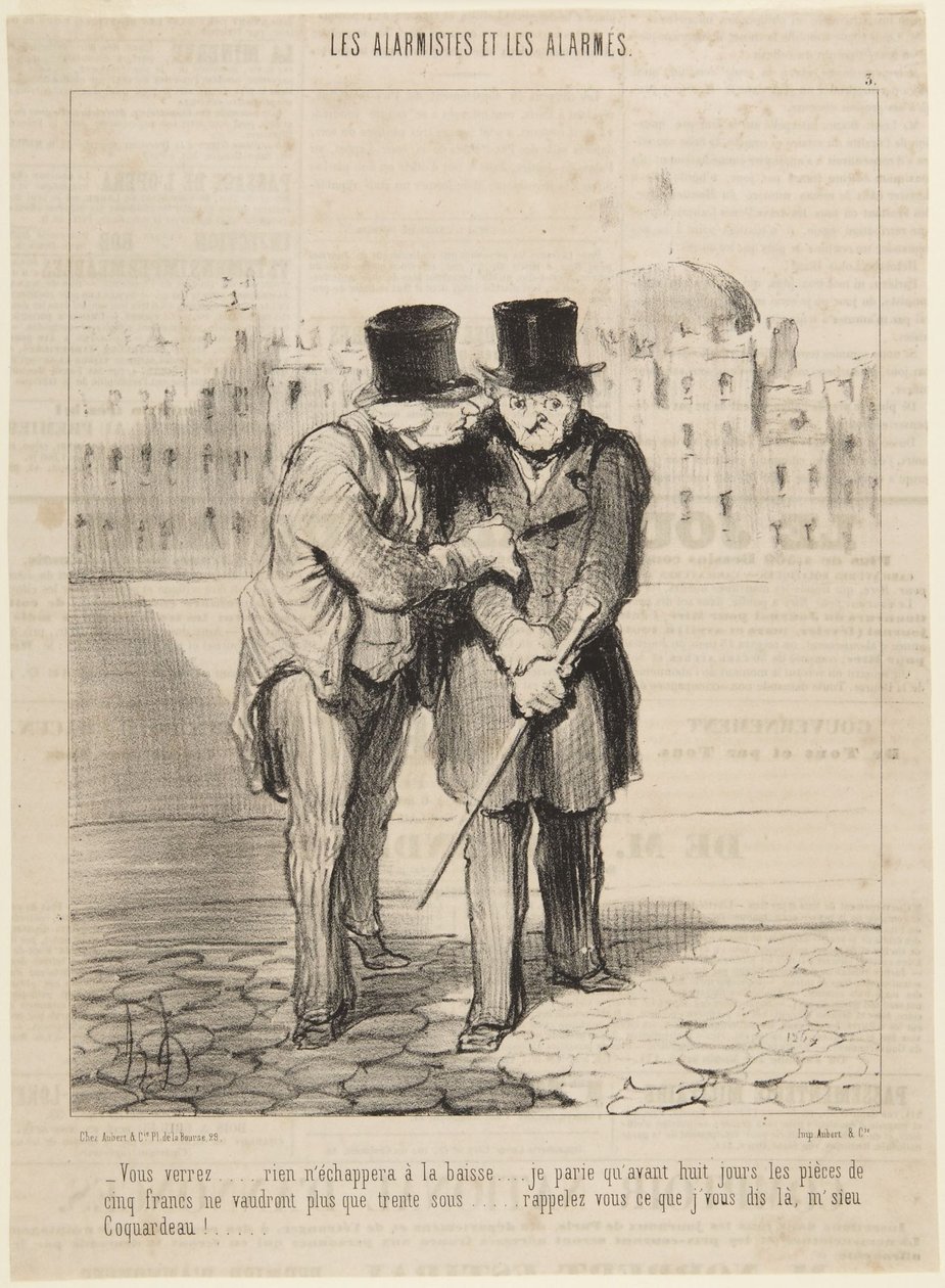 Uvidíte... nic neunikne poklesu..., číslo 3 ze série Alarmisté a znepokojení z Le Charivari od Honoré Daumier