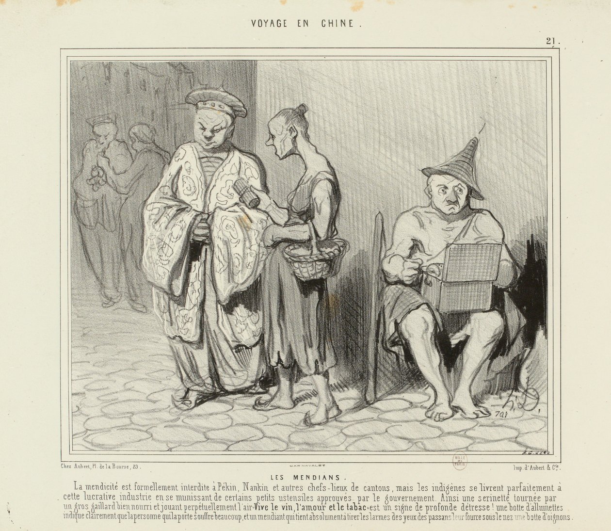 Reise nach China Nr. 21: Die Bettler. Das Betteln ist in Peking streng verboten... od Honoré Daumier