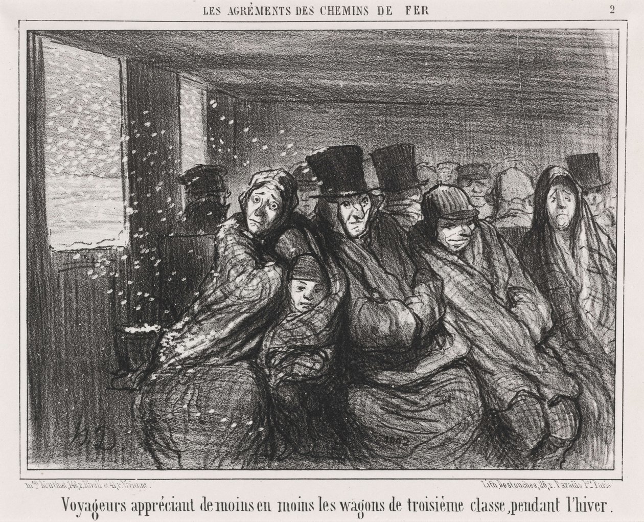 Cestující, kteří si stále méně cení vozů třetí třídy... od Honoré Daumier