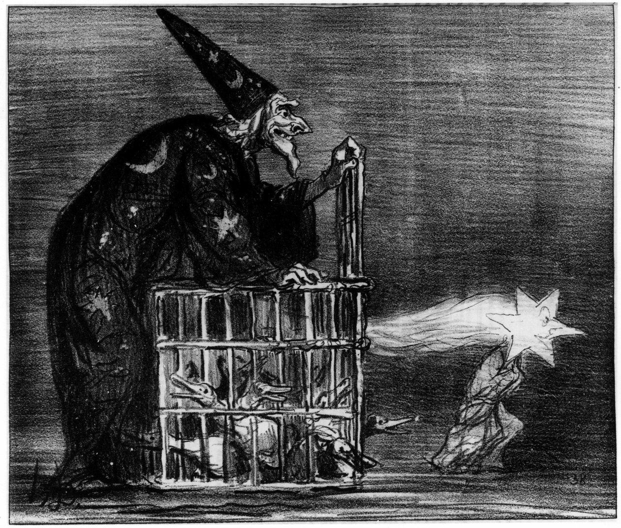 Čarodějnice zobrazující kometu, karikatura od Honore Daumiera (1808-1879). od Honoré Daumier