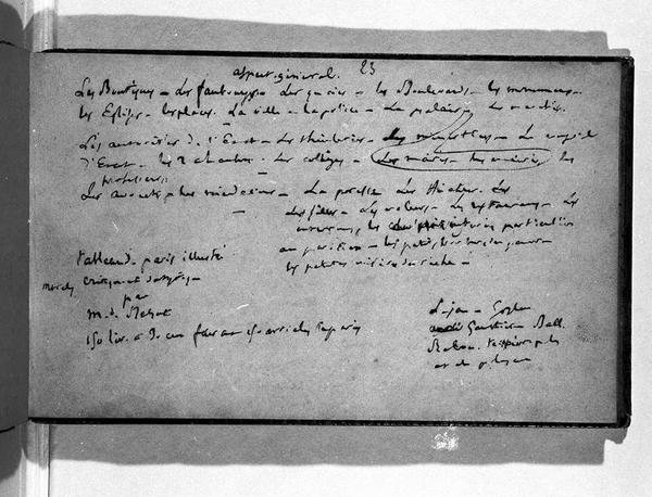 Fol. 23 „Obecný aspekt...“, z „Poznámky k podání a dokončení mých prací“ (pero a inkoust na papíře) od Honore de Balzac