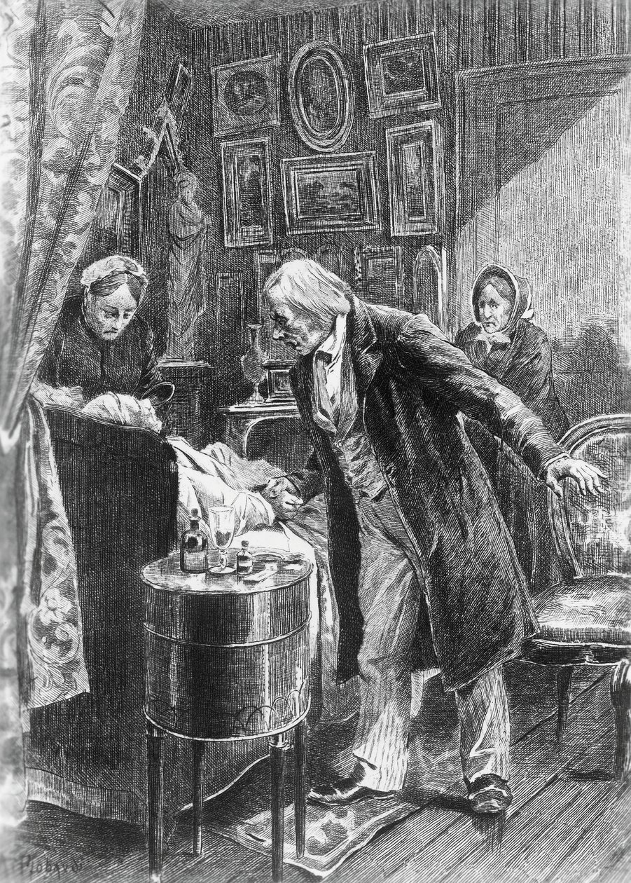 Ilustrace Alcide Theophile Robaudi (aktivní 1874-1884) pro bratrance Ponse, román Honore de Balzaca (1799-1850) z vícesvazkové sbírky s názvem Lidská komedie, vydaný v roce 1900, Paříž od Honore de Balzac