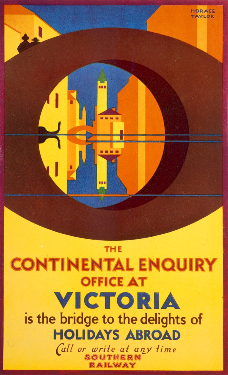 Continental Inquiry Office ve Victorii, plakát inzerující Southern Rail od Horace Taylor