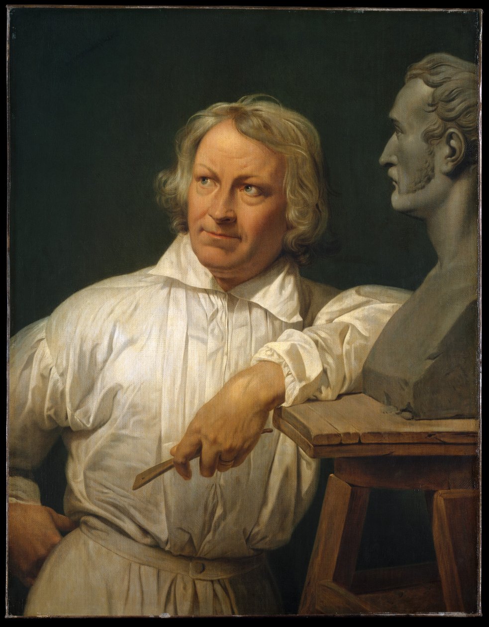 Bertel Thorvaldsen s bustou Horáce Verneta od Emile Jean Horace Vernet