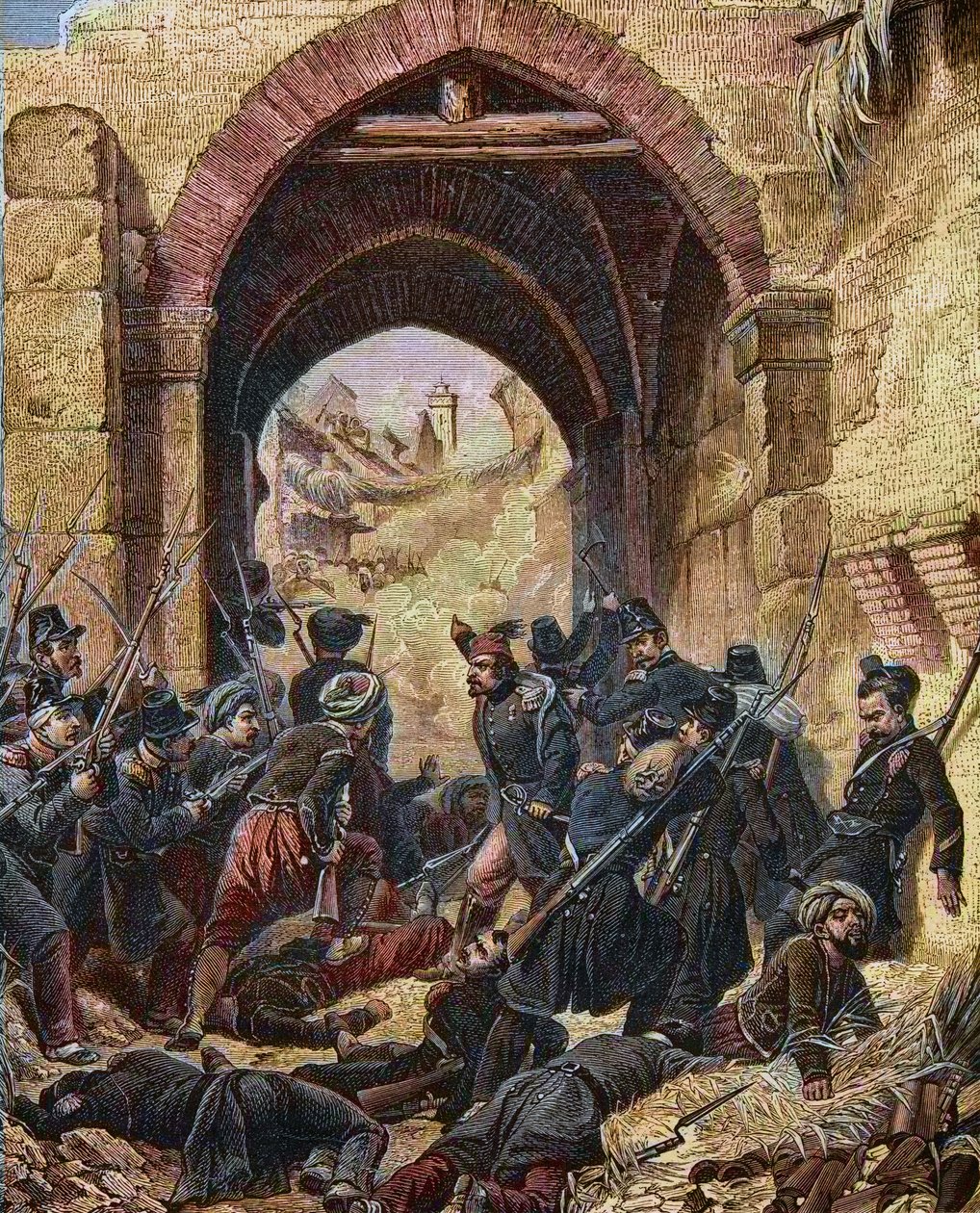 1837 obležení Konstantina Alžírsko – Konstantinovo zajetí – Útok na Konstantinovu bránu – 13. října od Horace (after) Vernet
