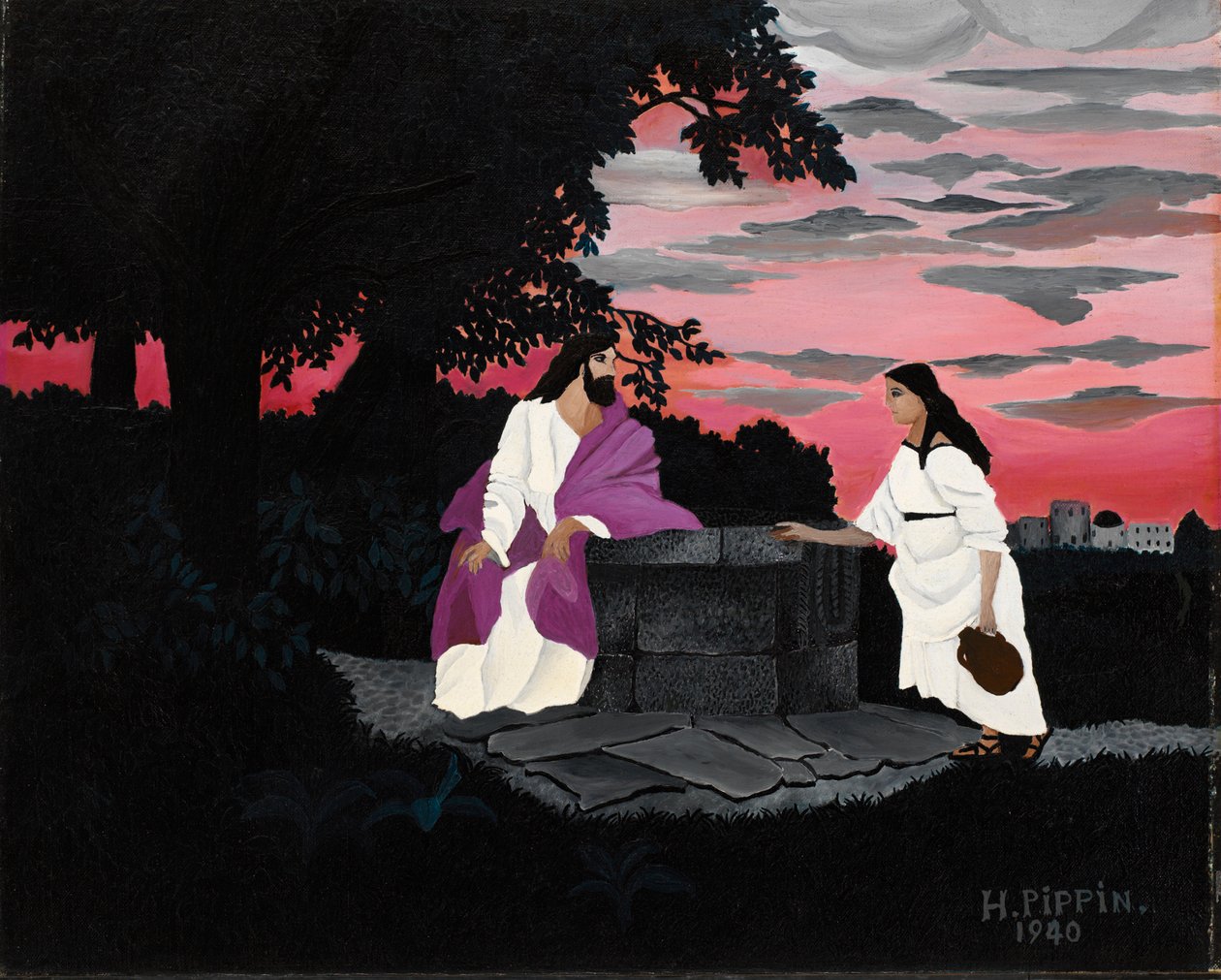 Kristus a žena Samaří od Horace Pippin