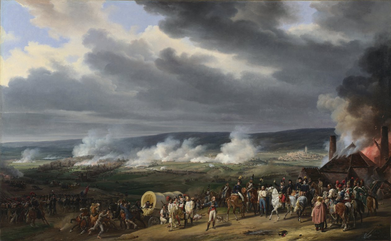 Bitva u Jemappes (Jemmapes) 6. listopadu 1792 mezi Rakouskem a Francií (Vítězství Francouzů, velí generál Charles Francois Dumouriez (1739-1823). Obraz Emile Jean Horace Vernet (1789-1863) od Emile Jean Horace Vernet