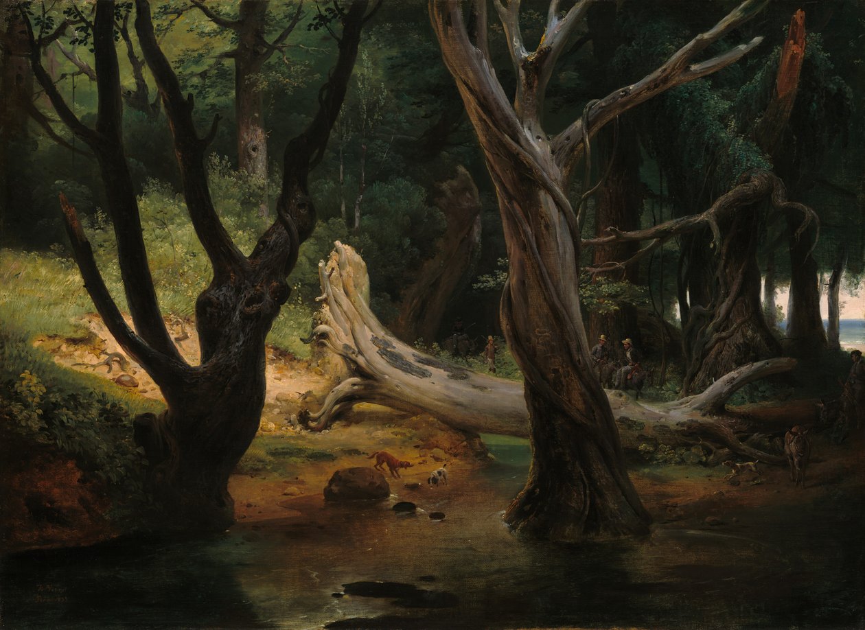 Odjezd na lov do Pontinských bažin od Emile Jean Horace Vernet