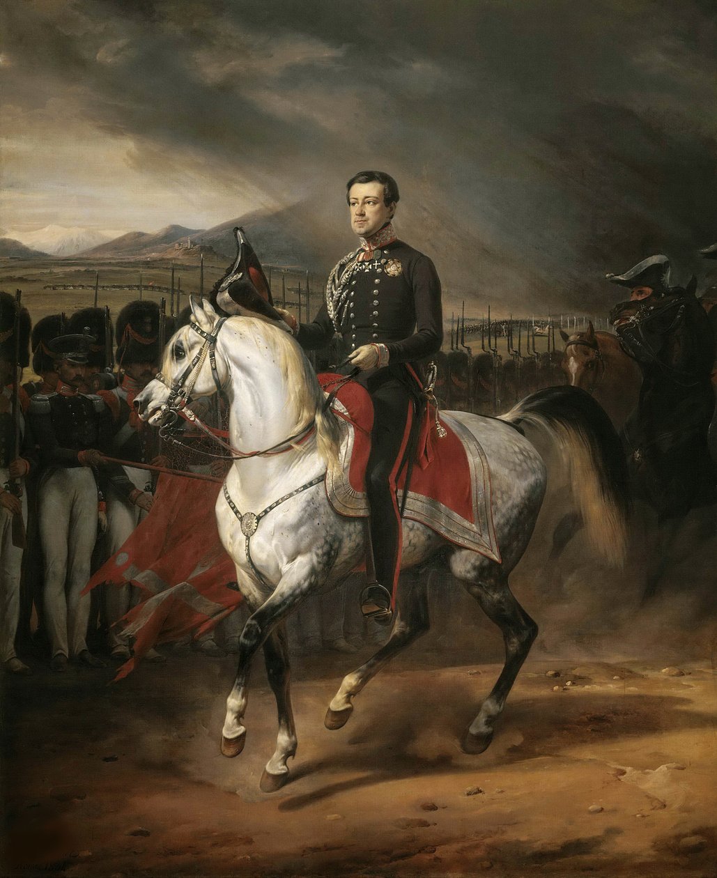 Jezdecký portrét Karla Alberta 1798-1849, krále Sardinie, 1834. od Emile Jean Horace Vernet