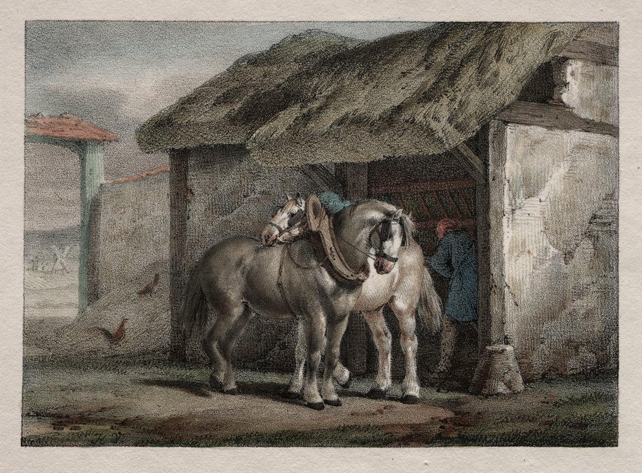 Farmářský kůň. od Emile Jean Horace Vernet