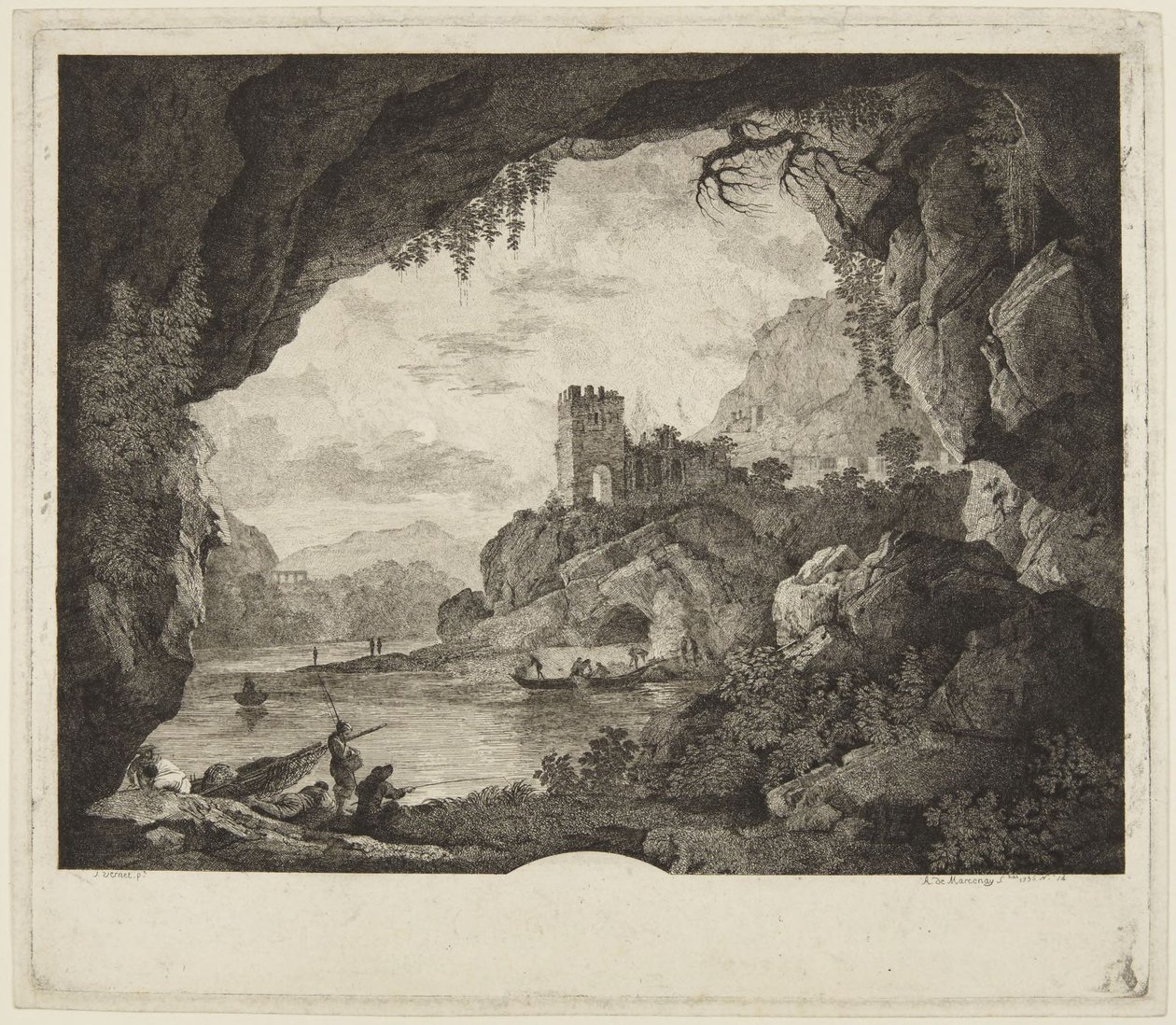 Rybaření za měsíčního svitu od Horace Vernet