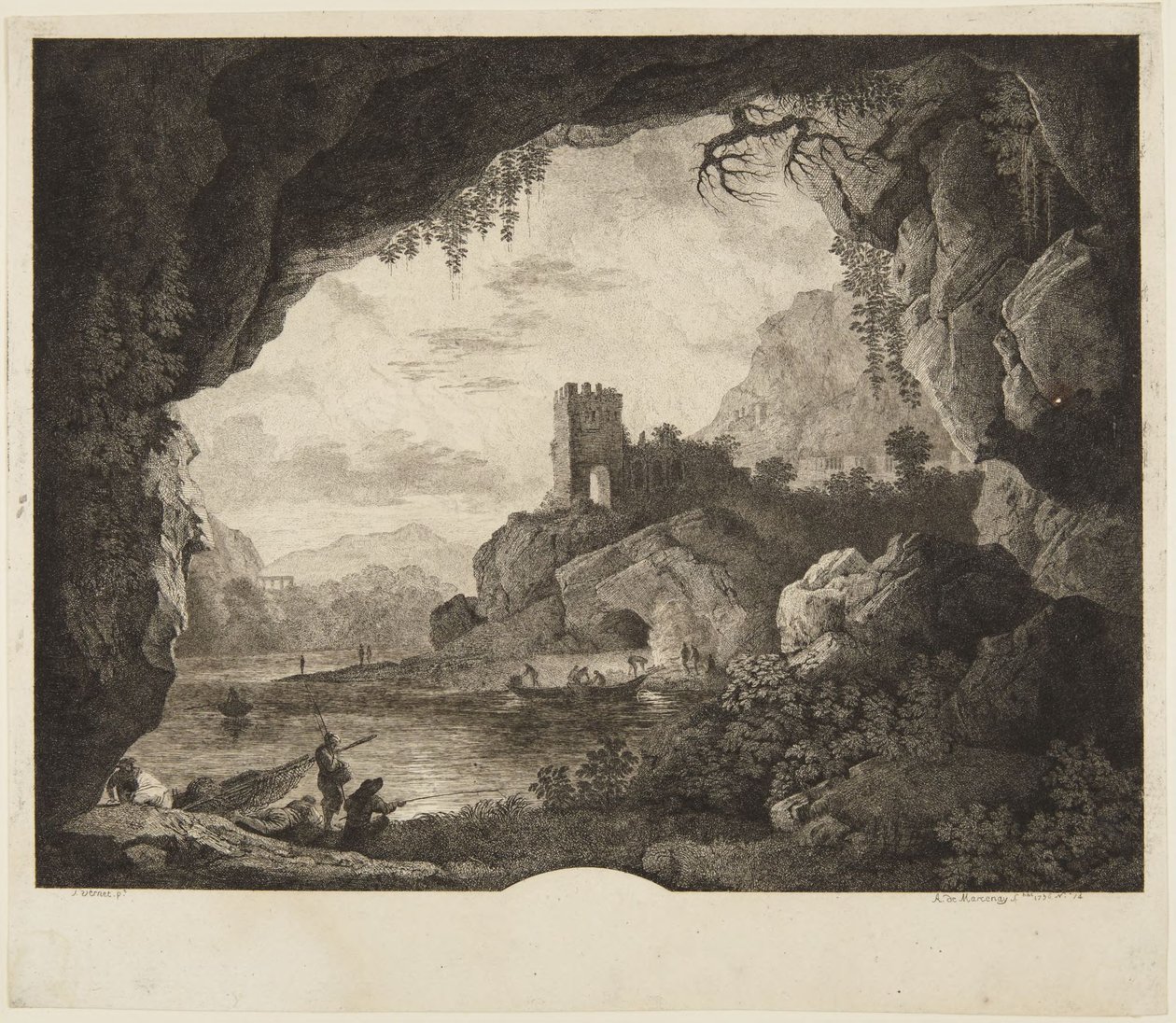 Rybaření při měsíčním svitu od Horace Vernet