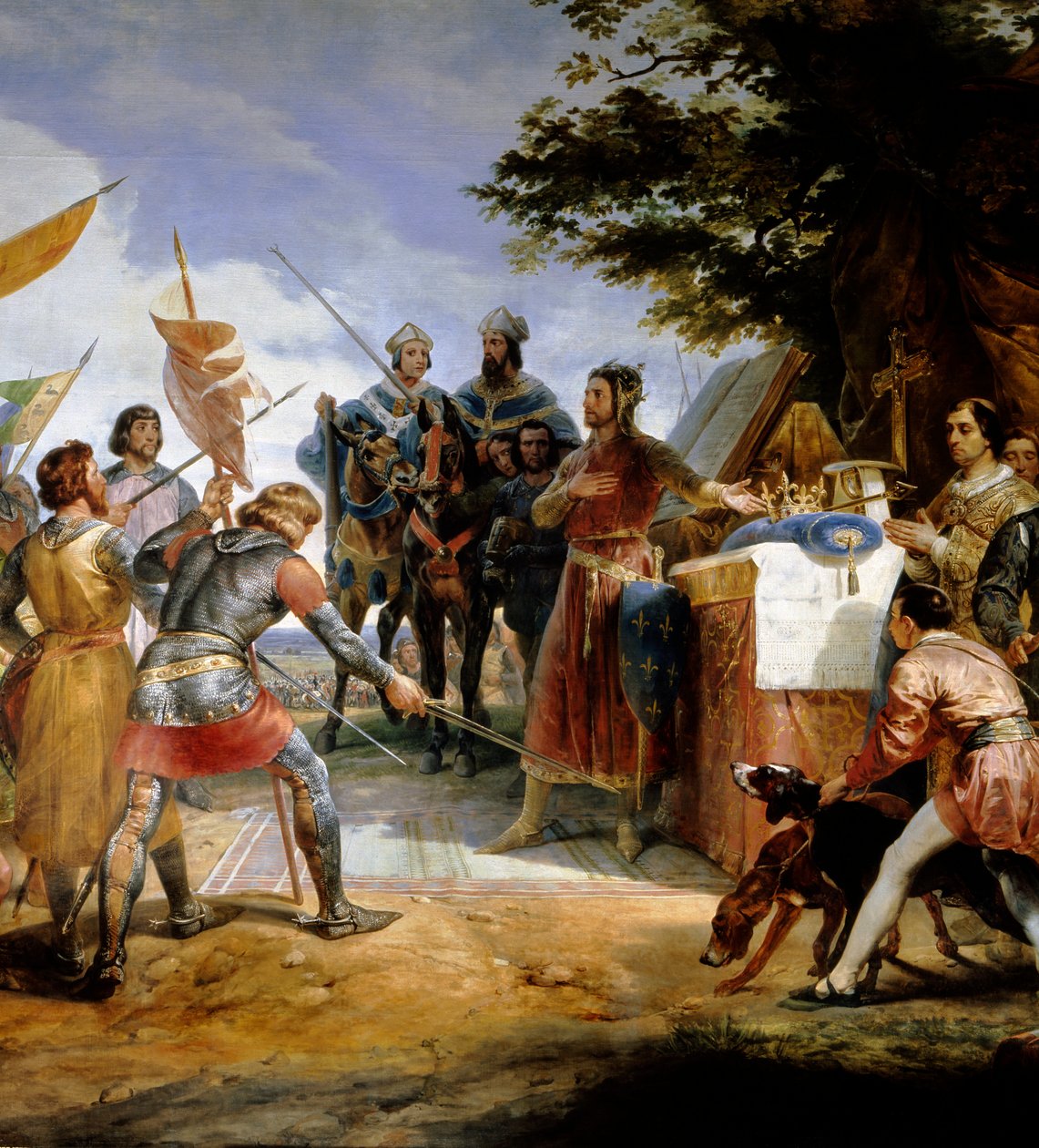 Francouzsko-anglická válka (1202-1214): „“bitva u Bouvines dne 27.7.1214, Philippe Auguste nasadil korunu Francie““ Postavila se proti francouzské armádě Philippa Augusta proti Vlámům a Welfům z Othonu IV. . Francouzské vítězství bylo rozhodující v o od Emile Jean Horace Vernet