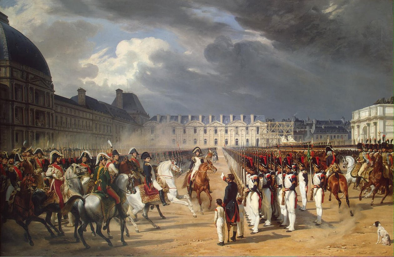 Invalidní předání petice Napoleonovi na přehlídce na dvoře paláce Tuileries od Emile Jean Horace Vernet