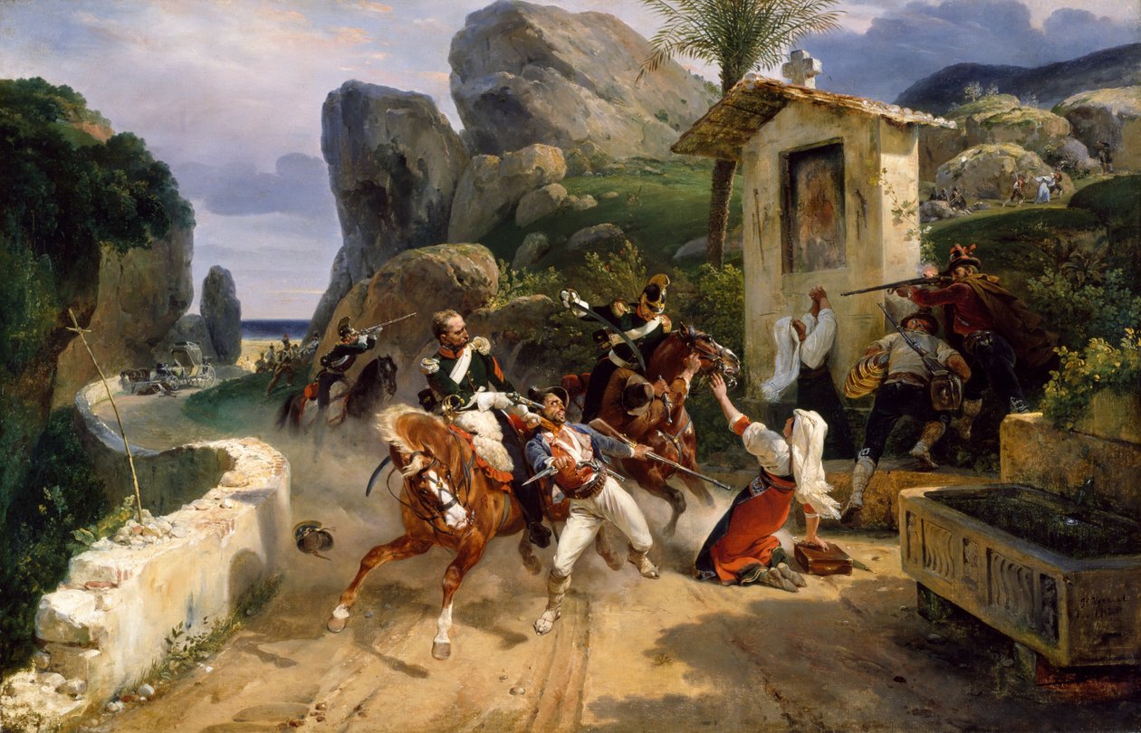 Italští bandité překvapení papežskými vojsky od Horace Vernet