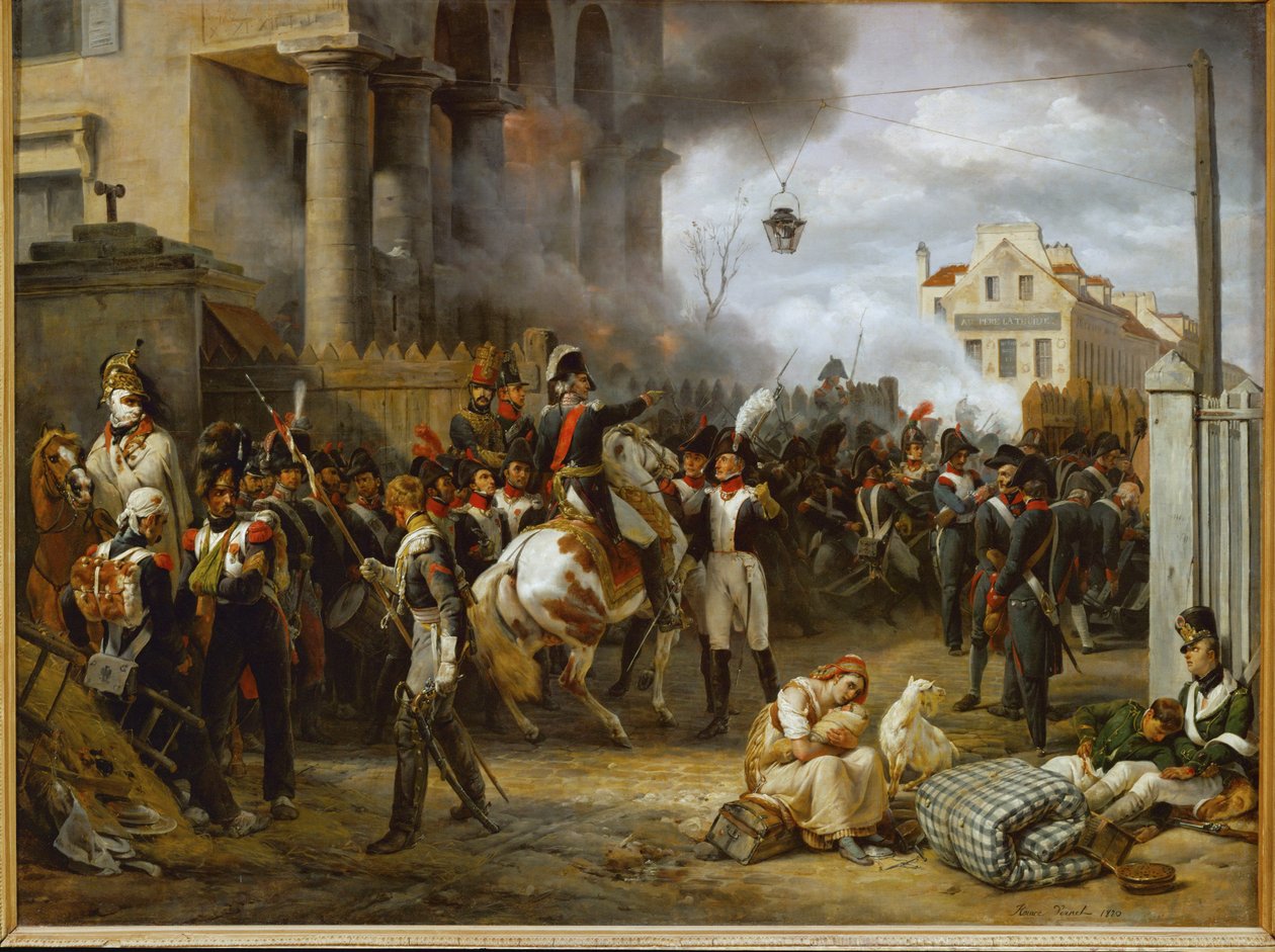 La barriere de Clichy -Obrana Paříže u Porte de Clichy proti spojeneckým armádám Británie, Ruska, Pruska ... od Horace Vernet