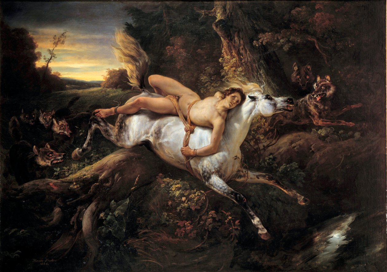 Mazeppa Ilustrace k básni Lorda Byrona nebo Victora Huga, hrdinové Mazeppa poté, co urazili gentlemana, je připoután k divokému koni. Obraz Emila Horace Verneta (1789-1863) 19. století Avignon, Musee Calvet od Emile Jean Horace Vernet