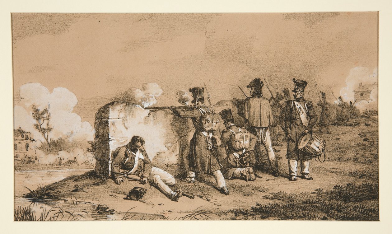Vojáci v rozptýlené sestavě od Horace Vernet