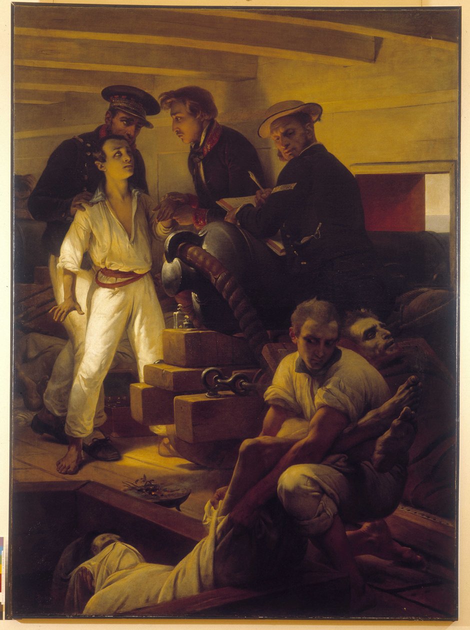 Cholera na palubě Melpomene - (Depot sanitární služby v Marseille) od Emile Jean Horace Vernet