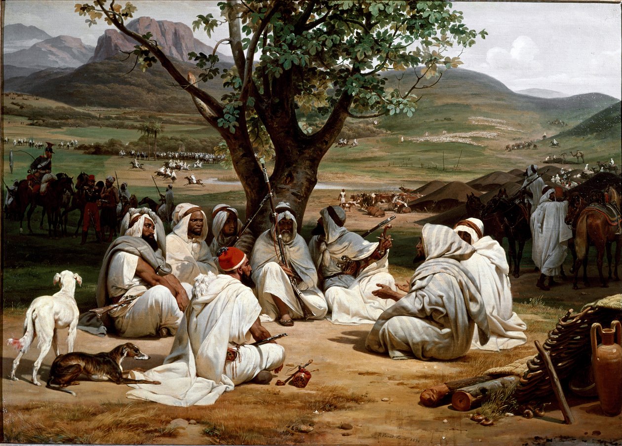 Parlamentní a Medjelesská rada arabských náčelníků. Obraz Antoina Charlese Horace Verneta (1758-1836) 1834. Rozm. Rozměr 98 x 52 cm. Chantilly, muzeum Conde od Emile Jean Horace Vernet