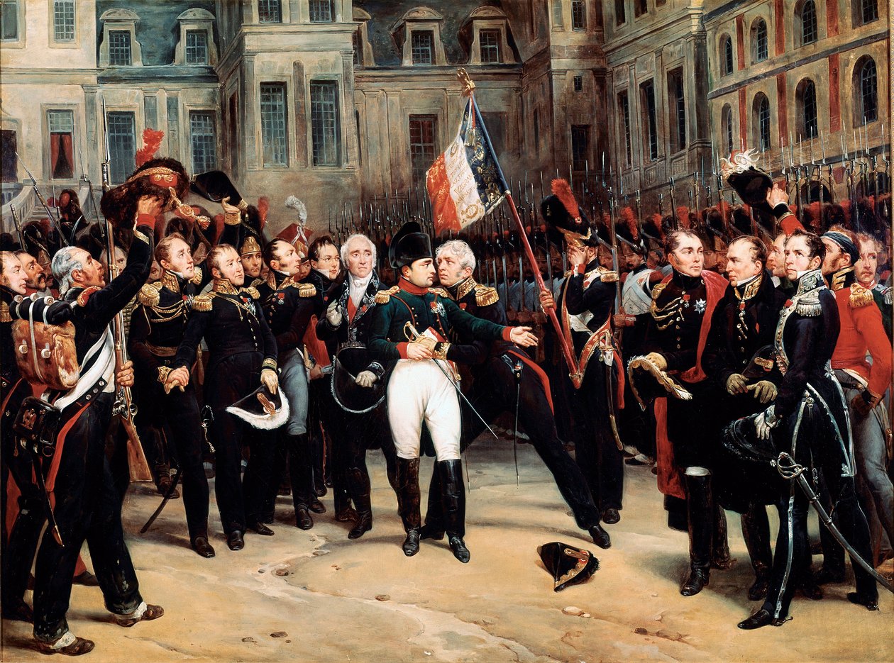 Rozloučení Napoleona Bonaparta s Imperiální gardou, Fontainebleau od Emile Jean Horace Vernet
