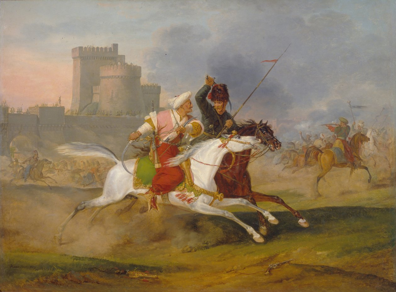 Turek a kozák, 1809 od Emile Jean Horace Vernet
