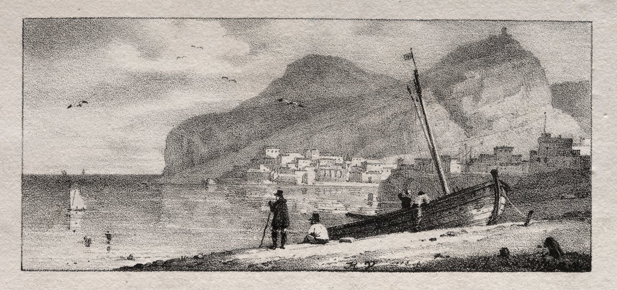 Pohled na mořský přístav od Emile Jean Horace Vernet