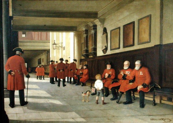 Malý Petr a Chelsea Pensioners (olej na plátně) od Horace van Ruith