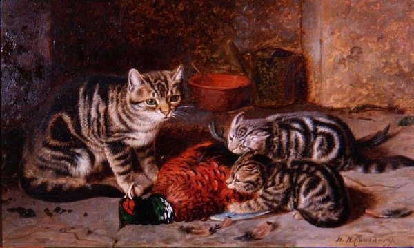 Hra na večeři (olej na panelu) od Horatio Henry Couldery