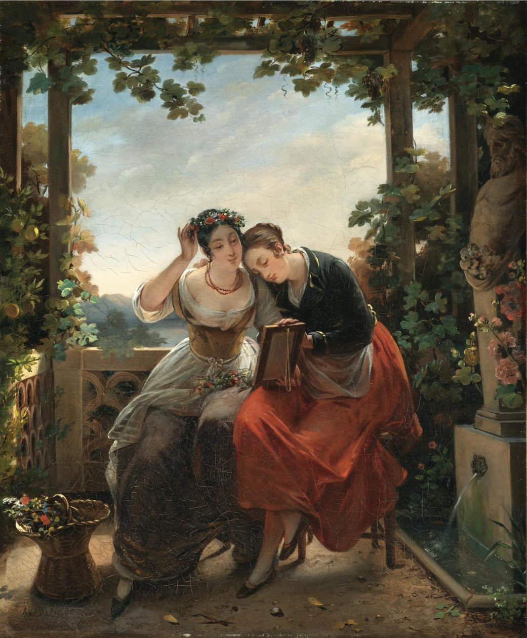 Mladé dívky se dívají do zrcadla od Hortense Haudebourt Lescot