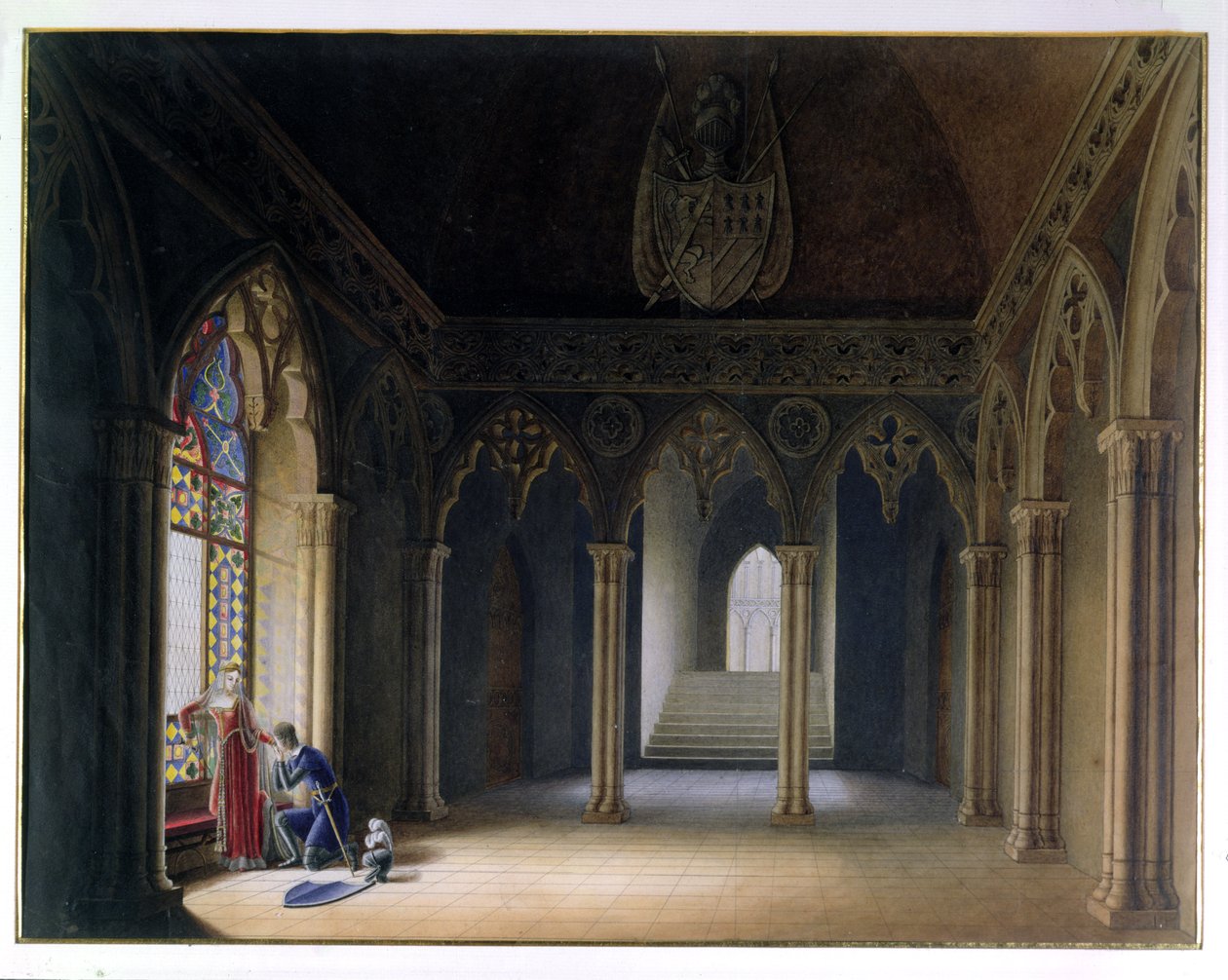 Odjezd rytířů (akvarel) od Hortense de Beauharnais