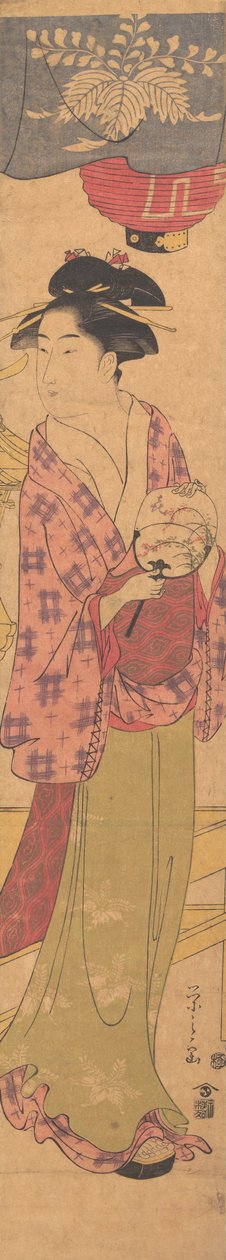 Dívka s fanouškem, ca. 1780. od Hosoda Eishi