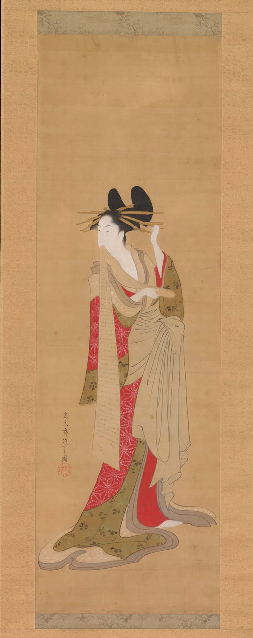 Kurtizána s dopisem v ústech, 1756-1815. od Hosoda Eishi
