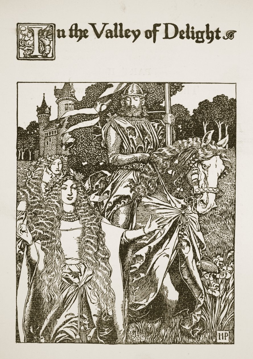 In the Valley of Delight, ilustrace z „Příběhu krále Artuše a jeho rytířů“, 1903 od Howard Pyle