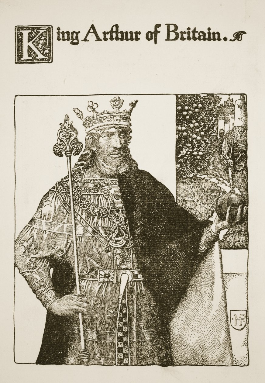Britský král Artuš, ilustrace z „Příběhu krále Artuše a jeho rytířů“, 1903 od Howard Pyle