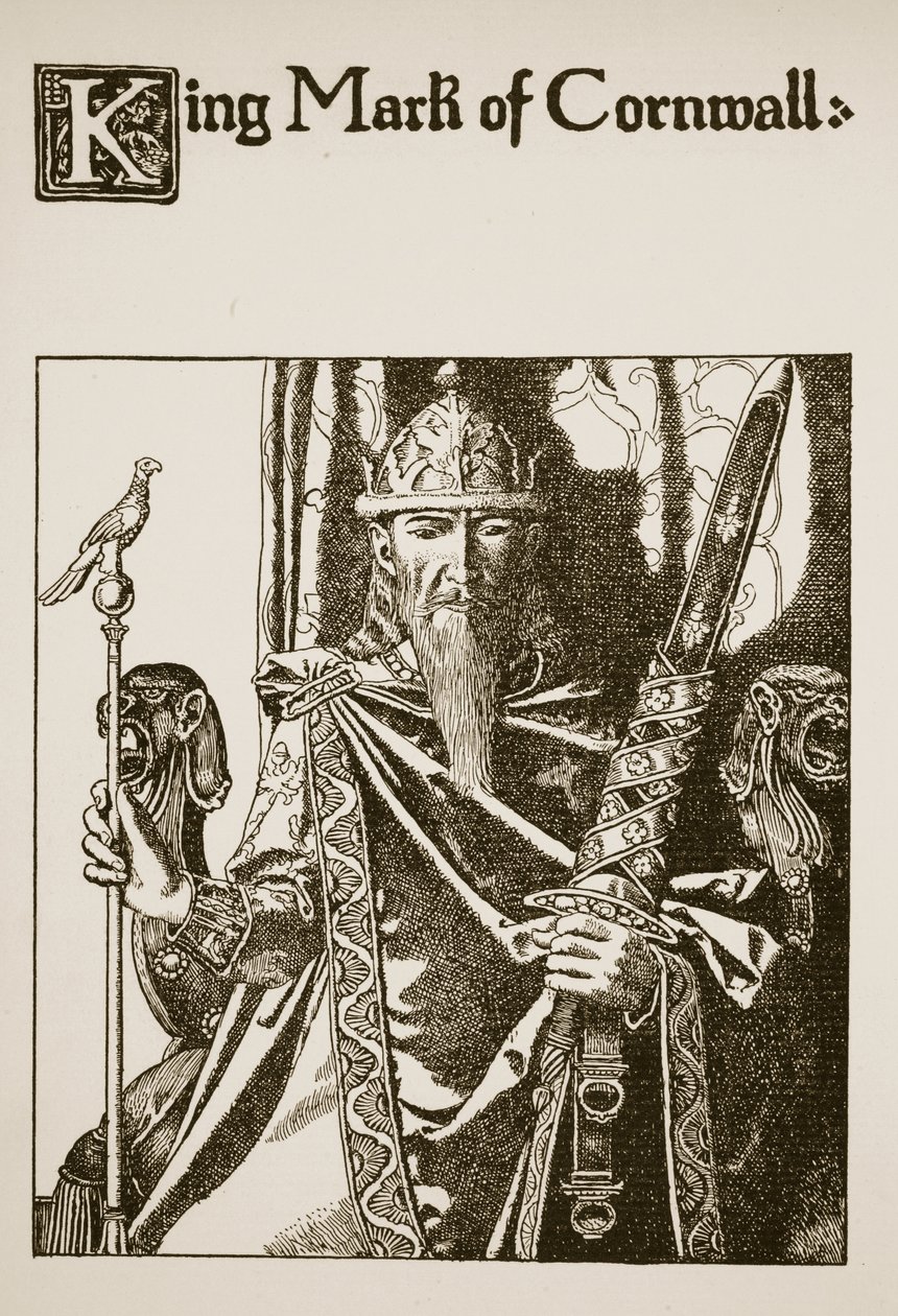 Král Mark z Cornwallu, ilustrace z knihy "Příběh mistrů kulatého stolu". od Howard Pyle