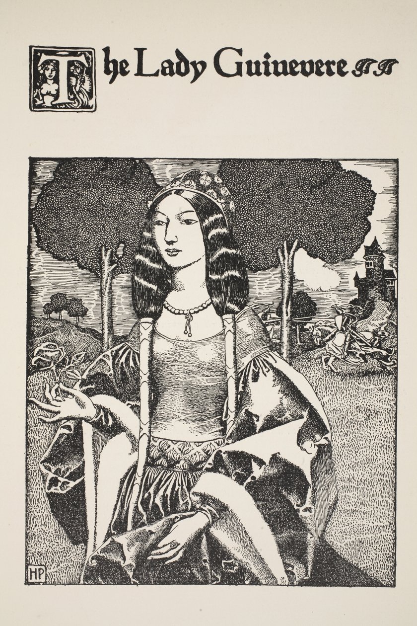 Lady Guinevere, ilustrace z „Příběhu krále Artuše a jeho rytířů“, 1903 od Howard Pyle
